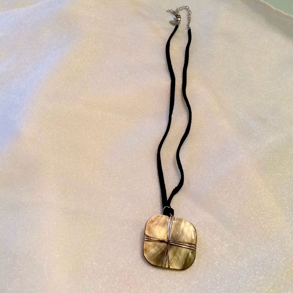 Lia Sophia necklace.  Silver,tan, gray.